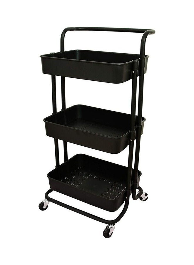 ALMUFARREJ - 3-Tier Utility Cart Rolling Storage Shelf Black 43x36x87cm - Image 1