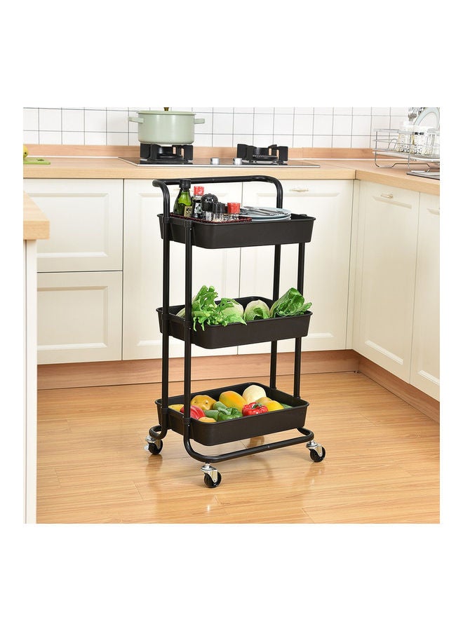ALMUFARREJ - 3-Tier Utility Cart Rolling Storage Shelf Black 43x36x87cm - Image 1