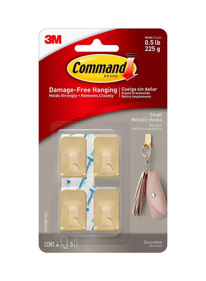Command 4-Piece Small Metallic Hooks Set Gold - Image 1