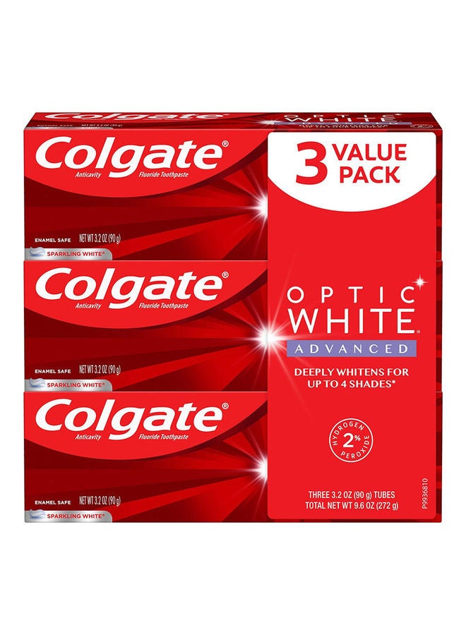 Colgate 3-Piece Optic Advanced Teeth Whitening Toothpaste Set White 272grams 
