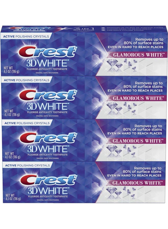 Crest 3D White Glamorous Toothpaste Pack Of 4 Multicolour 4 x 116grams 