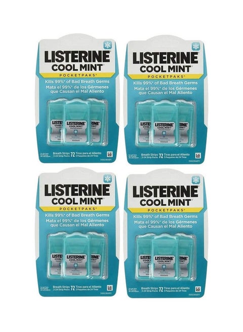 Pack Of 4 Cool Mint Pocketpaks Breath Strips White 6.3x3.7x2.4inch