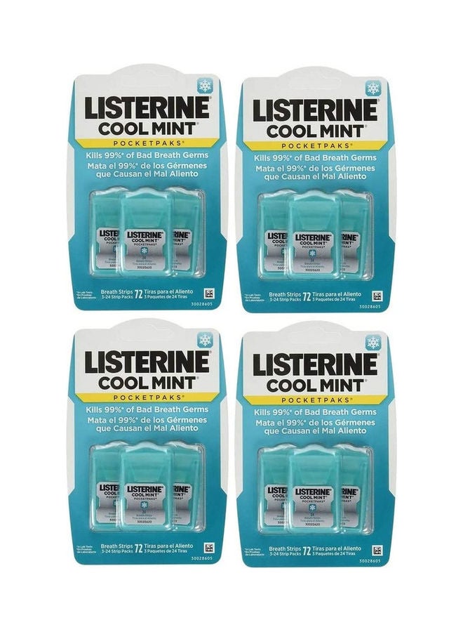 Pack Of 4 Cool Mint Pocketpaks Breath Strips White 6.3x3.7x2.4inch