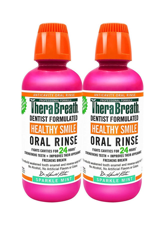 TheraBreath Pack Of 2 Healthy Smile Dentist Formulated Oral Rinse Pink 