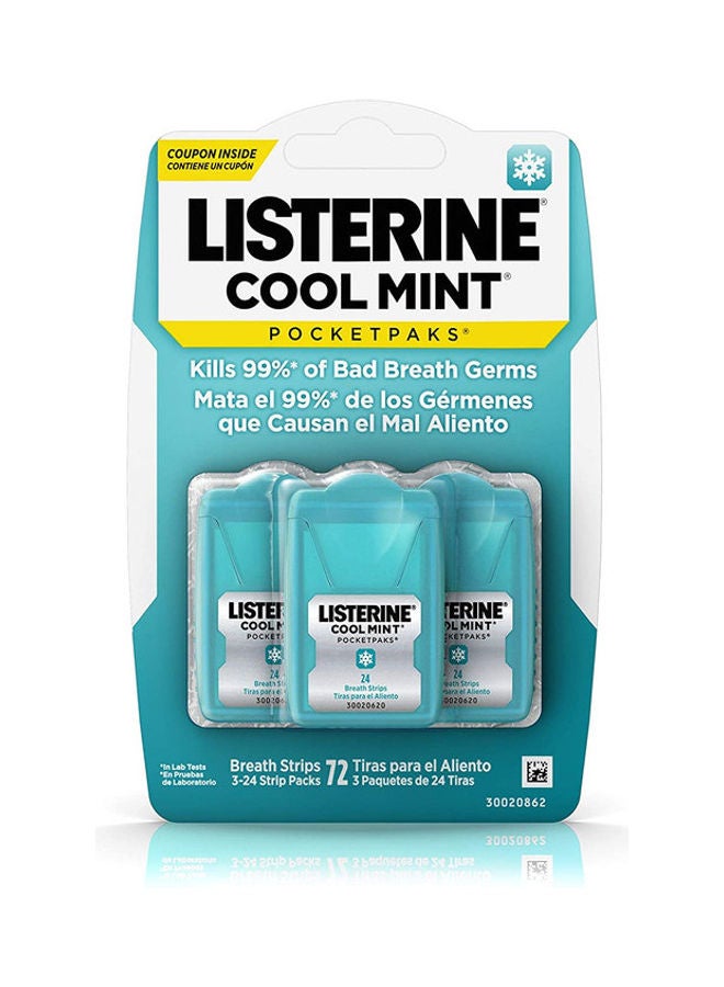 Listerine - Pack Of 3 Cool Mint Pocketpaks Portable Fresh Breath Strips White One Size - Image 1