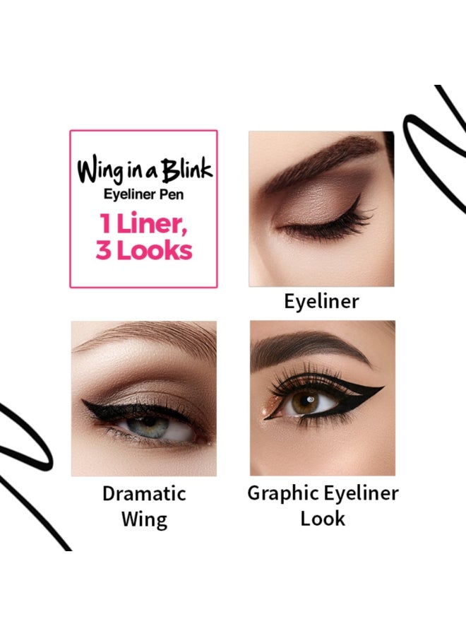 Nykaa - Wing In A Blink Eyeliner Pen Dark Knight 01 - Image 1