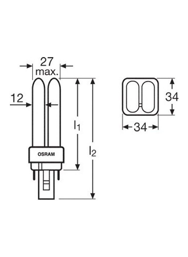 Osram - 1800lm Compact Fluorescent Lamp Dulux D 26W 840 G24D-3 2-Pin Base 32/KWH Cool White 1800mm - Image 1