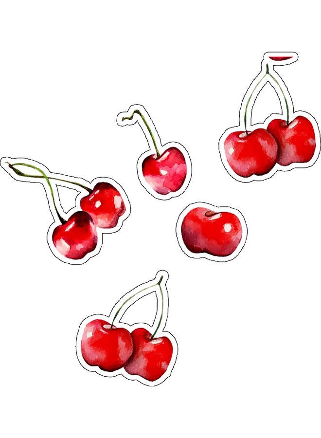 بي بي ملصق جداري بتصميم الكرز للزينة من 5 قطع متعدد الألوان 10x10سم