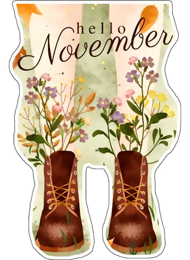 بي بي ملصق جداري مطبوع عليه عبارة "Hello November" متعدد الألوان
