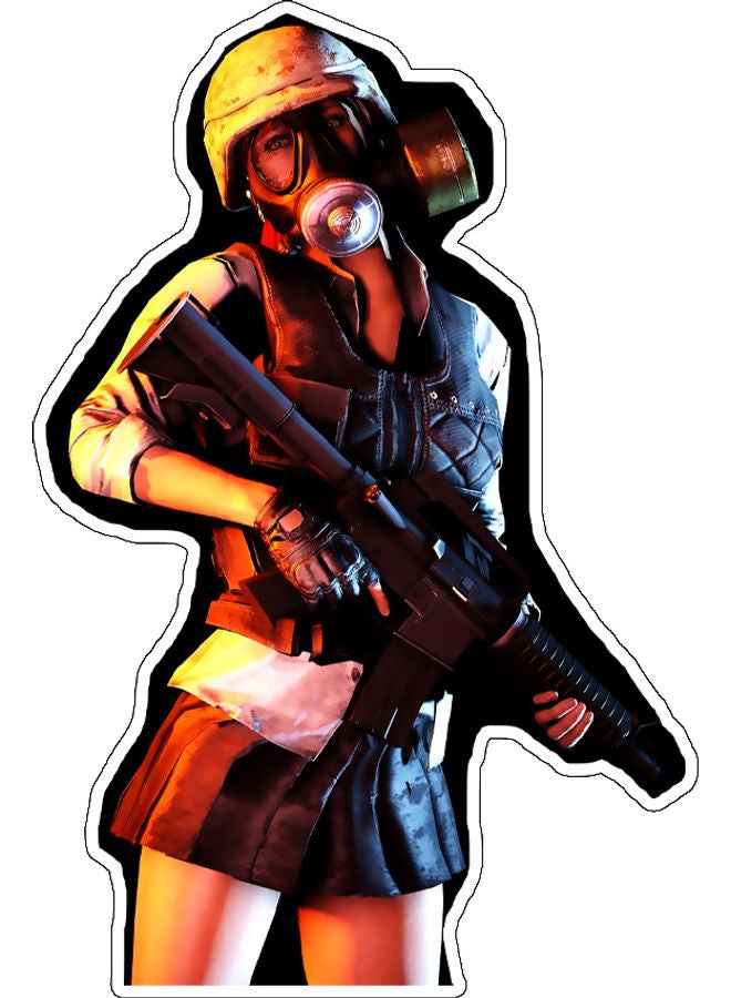 BP Girl With A Gun Printed Wall Sticker Multicolour