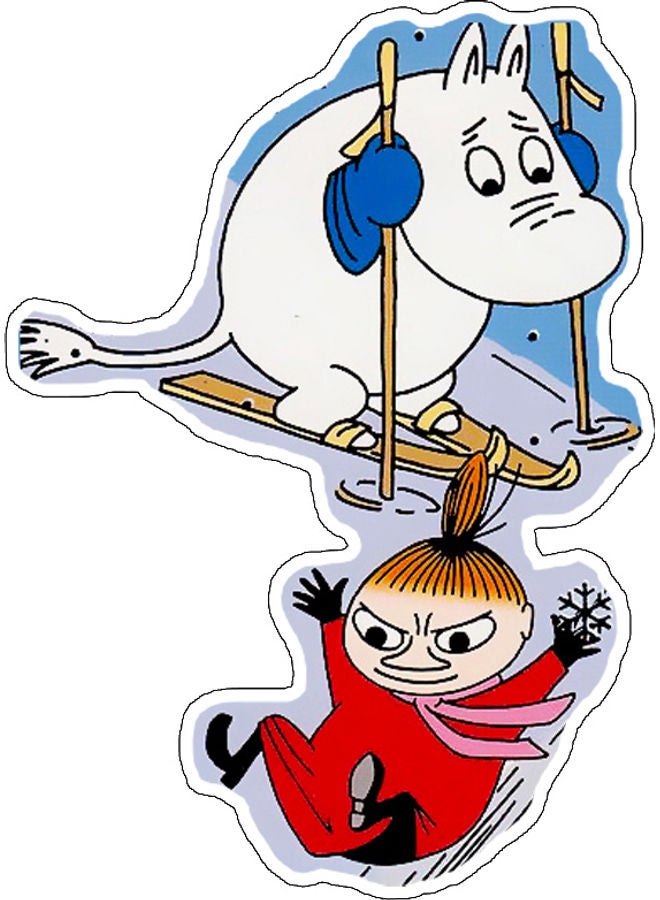 بي بي ملصق جداري بطبعة لرسومات كرتونية تمثل حيوان وفتاة متعدد الألوان