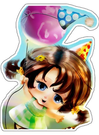Cute Girl Design Decorative Wall Sticker Multicolour - v1628690051/N50007153A_1