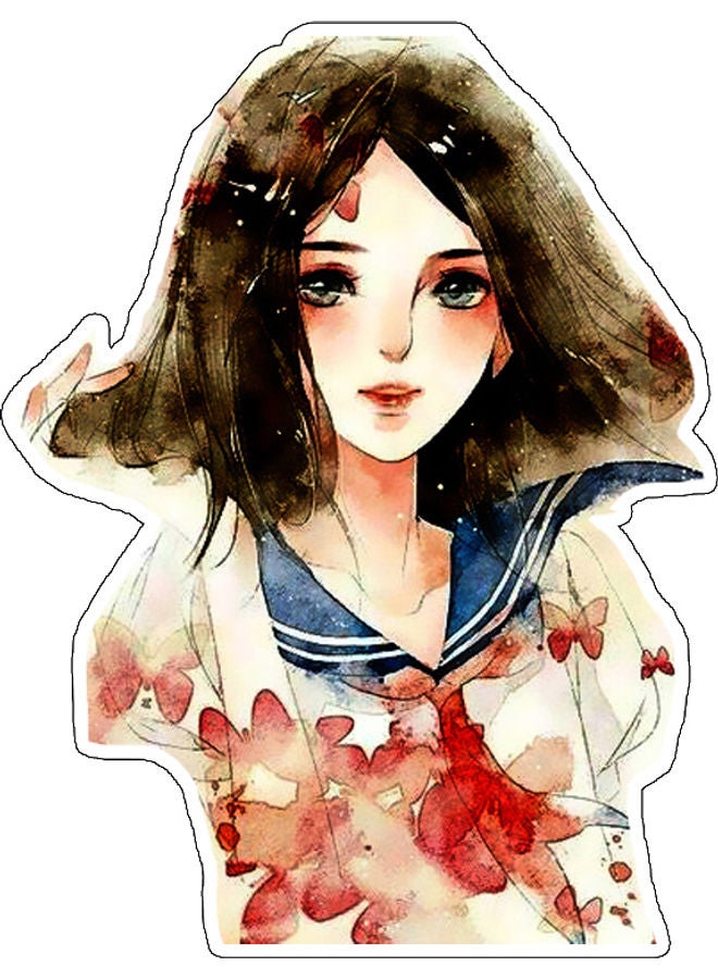 بي بي ملصق جداري للتزيين بطبعة فتاة أنمي متعدد الألوان