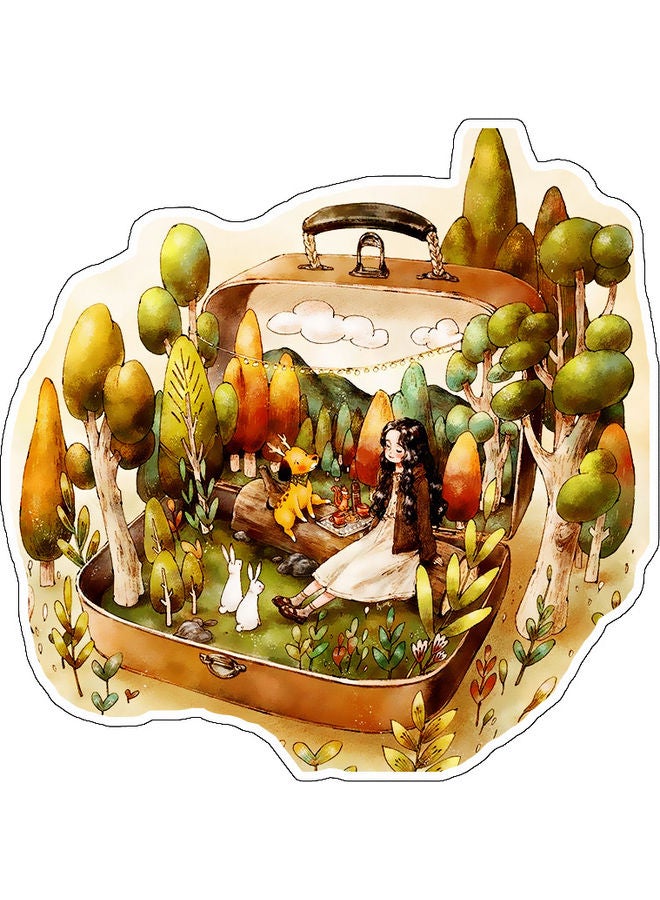 BP Cartoon Girl Printed Wall Sticker Multicolour