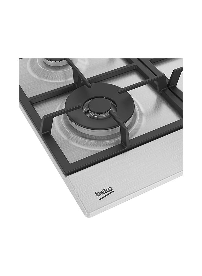 Beko 60cm Builtin Gas Hob, Full Safety, 4 High Efficiency Gas Burner, Cast Iron Pan Support, Integrated Ignition, Front-left Zone(5 Kw), Front-right Zone(1 kw), Rear-left Zone(1.8 kw), Rear-right Zone(1.8 kw) HIAW64225SXL Multicolour  - Image 5