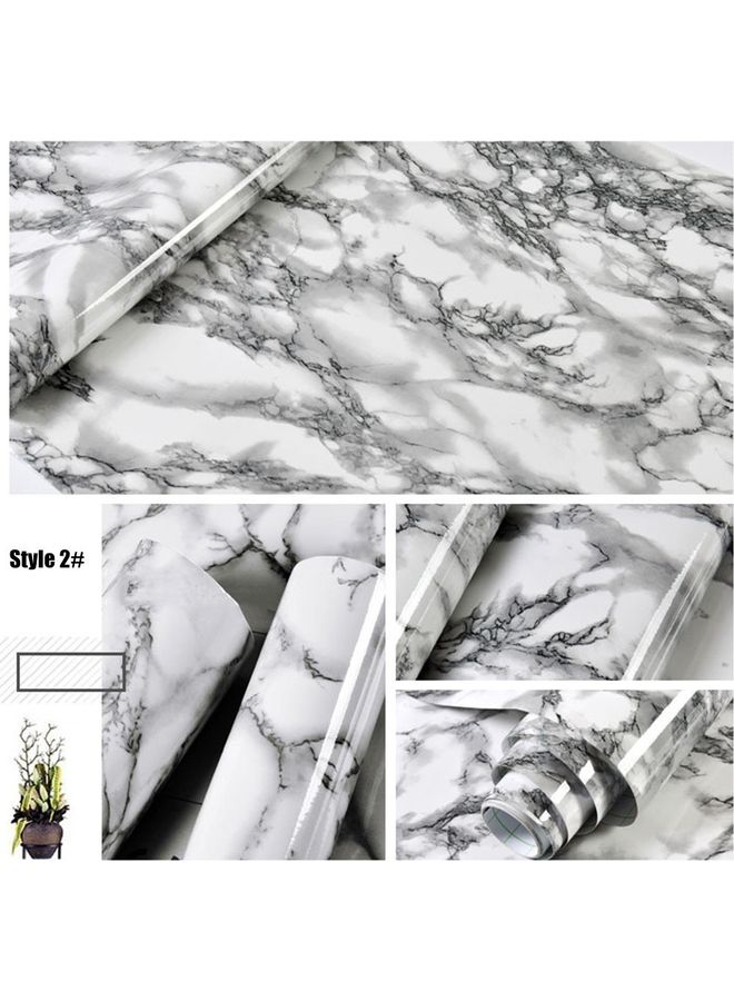 Generic Marble Pattern Moisture Proof Removable Self Adhesive Wallpaper White/Green  - Image 2
