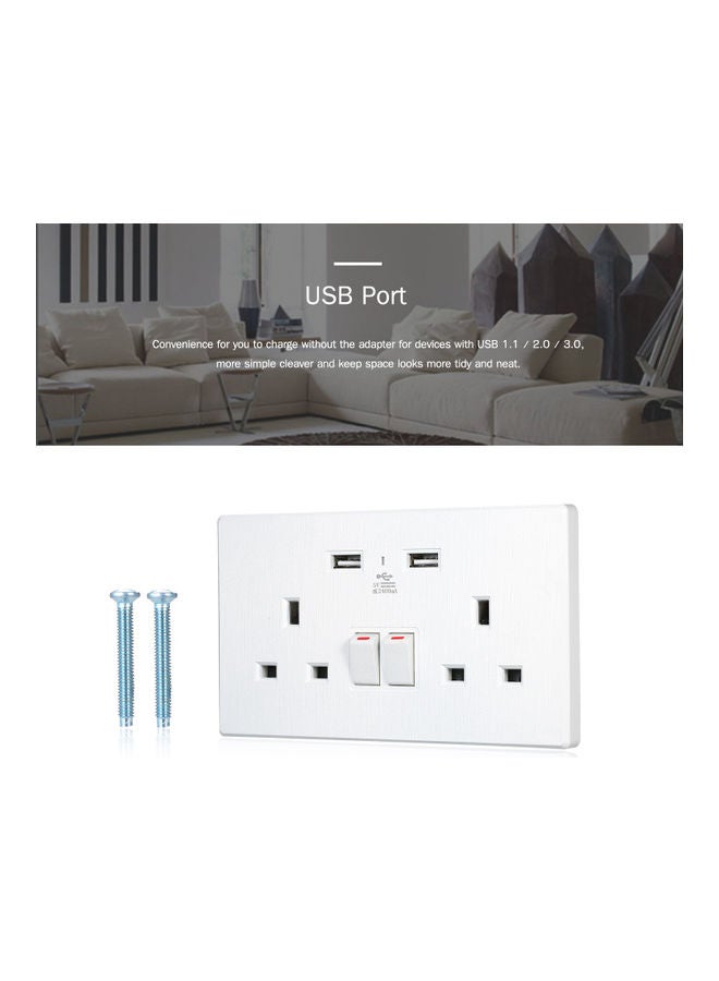 Generic - USB Port Wall Switched Outlet White - Image 1