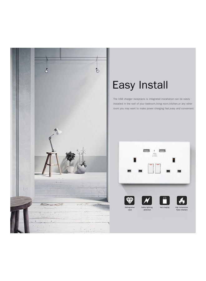 Generic - USB Port Wall Switched Outlet White - Image 1