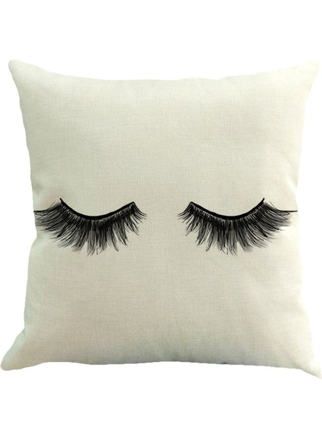 Eyelashes Printed Cushion Cover White/Black 45x45cm 