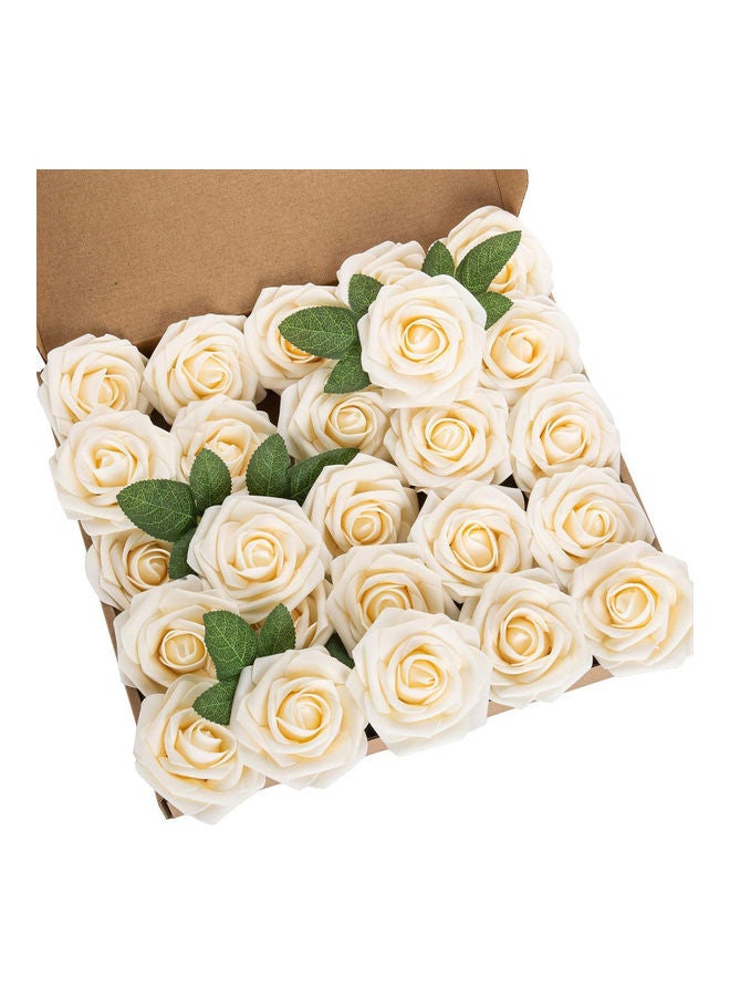 Generic 25-Piece Artificial Rose Champagne 