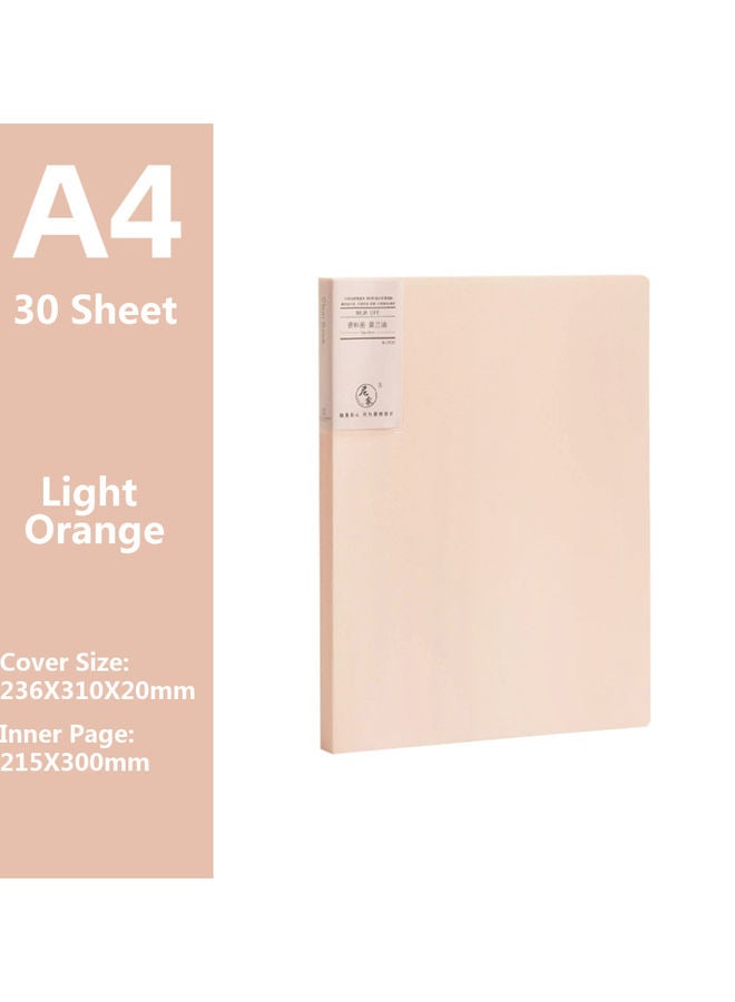 30-Pocket A4 Size Presentation Book Document Organizer Waterproof Light Orange - Image 2