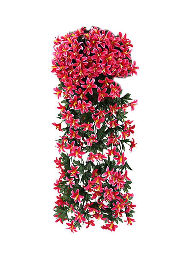 Generic 2-Piece Artificial Small Lily Flower Rattan Wedding Home Wall Hanging Decoration Rose Red/Green  - Image 1