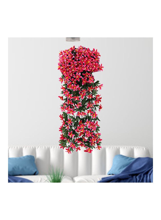 Generic 2-Piece Artificial Small Lily Flower Rattan Wedding Home Wall Hanging Decoration Rose Red/Green  - Image 2