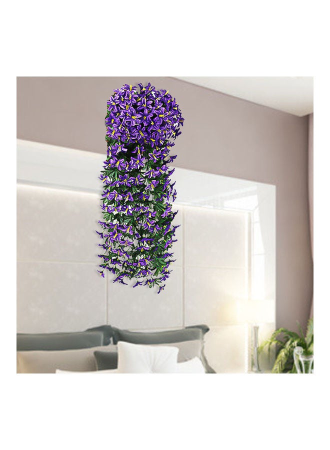 Generic 2-Piece Artificial Small Lily Flower Rattan Wedding Home Wall Hanging Decoration Purple/Green  - Image 2
