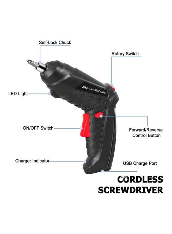 Royal Polar - Cordless Rechargeable Screwdriver And Bits Set Black/Red - Image 1