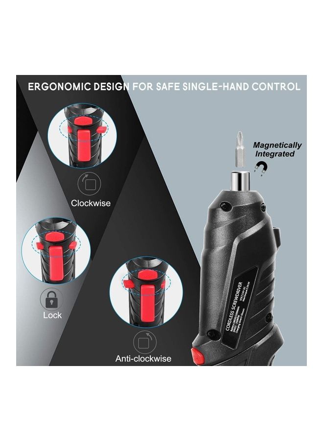 Royal Polar - Cordless Rechargeable Screwdriver And Bits Set Black/Red - Image 1