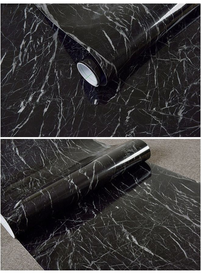 Generic Marble Pattern Moisture Proof Removable Self Adhesive Wallpaper Black/White  - Image 2