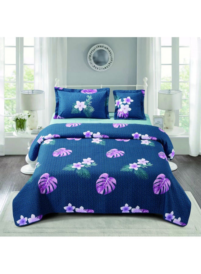 RISHAHOME 4-Piece Summer Quilt Set – Microfiber Multicolour 160 x 210cm 
