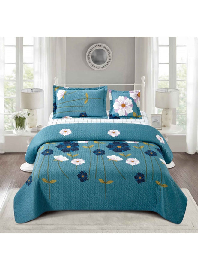 RISHAHOME 4-Piece Summer Quilt Set – Microfiber Multicolour 160 X 210cm 