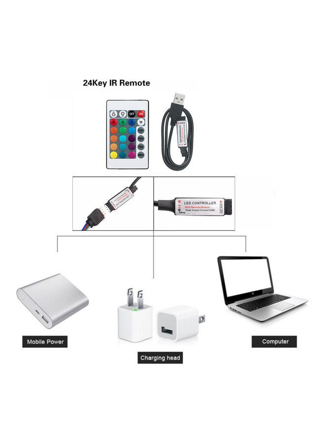 2M LED RGB Strip Light with Remote Control Multicolour