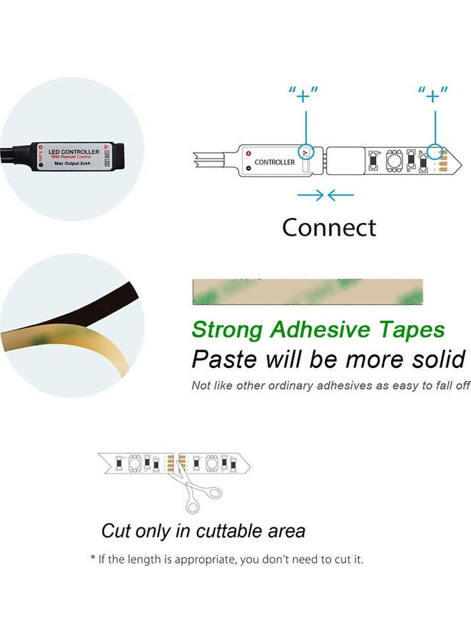 2M LED RGB Strip Light with Remote Control Multicolour