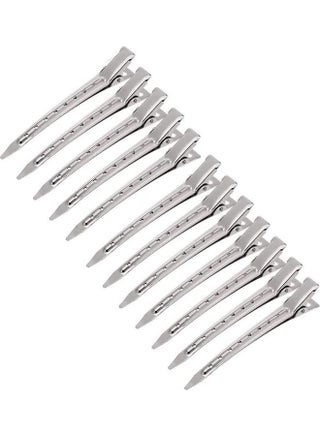 12-piece Rustproof Metal Alligator Curl Clips with Holes Sillver - view 2