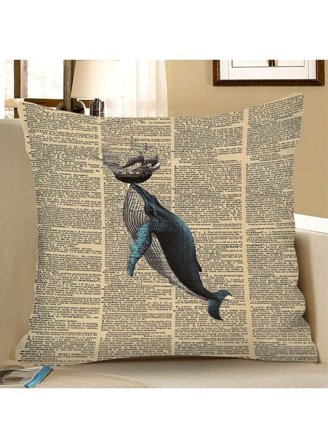 Printed Cushion Cover Beige/Blue/White - Image 3