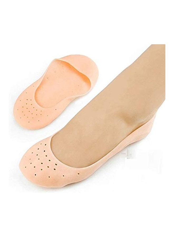 Topinon 2-Pair Anti Crack Full Length Silicone Foot Protector Moisturizing Socks Beige  - Image 1