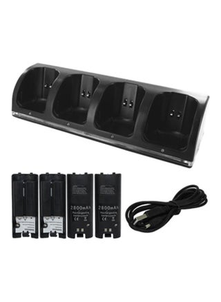قاعدة شحن بعدد 4 بطاريات قابلة للشحن بقوة 2800 مللي أمبير في الساعة وكابل USB أسود - v1628719633/N49843424A_1