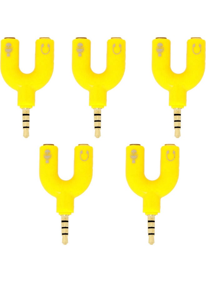 Marrkhor - 5-Piece Headphone Splitter Y Jack Adapter Yellow - Image 1