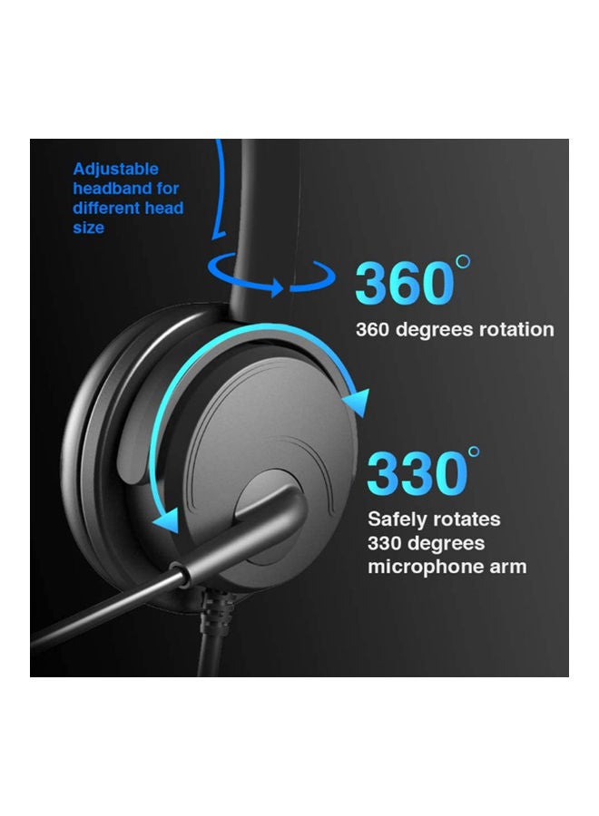 سماعة رأس فردية للكمبيوتر بمنفذ USB تثبّت على الرأس أسود - Image 5