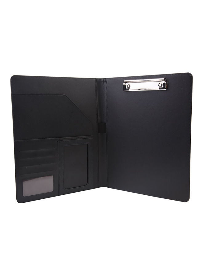 Generic - A4 Multi-Functional File Folder PU Leather Business Padfolio Paper Document Storage Organizer Black - Image 1