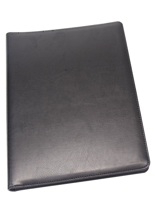 Generic - A4 Multi-Functional File Folder PU Leather Business Padfolio Paper Document Storage Organizer Black - Image 1