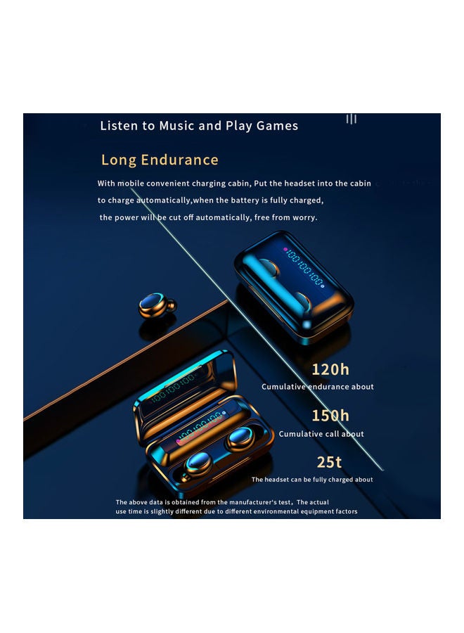 Waterproof Auto Pairing Noise Cancelling Wireless Headphone with Power-Bank Function Black - Image 5