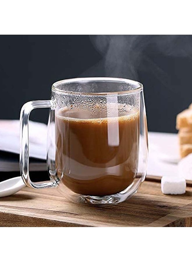 لي يينج مج قهوة زجاجي بطبقتين ومزود بمقبض شفاف - Image 3