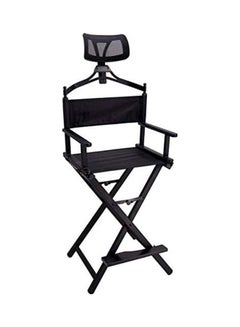 Aluminum Foldable Makeup Chair With Adjustable Headrest Black