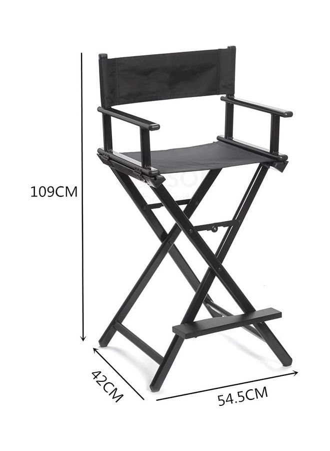 Generic - Aluminum Foldable Makeup Chair With Adjustable Headrest Black - Image 1