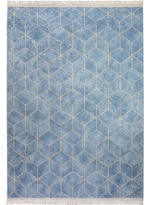 Rectangular Soft Touch Carpet Blue 120x80cm