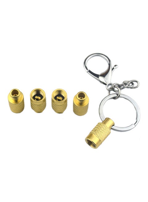 Portable 5 in 1 Tire Deflator Tool with Valve Cap Keychain