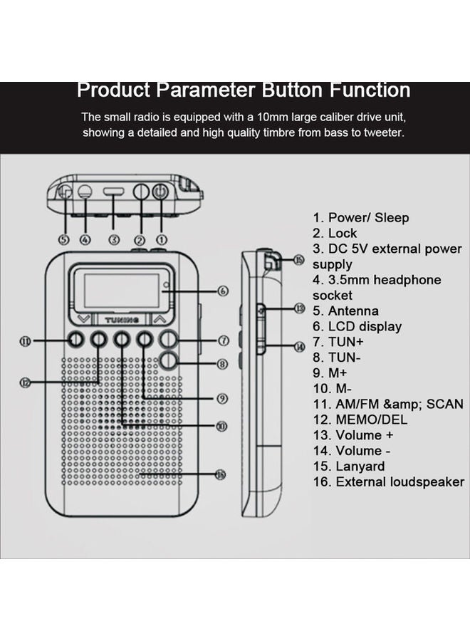 جهاز راديو رقمي AM/FM محمول LU-H86-46 رمادي - Image 2